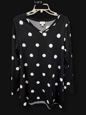LuLaRoe Black & White Polka Dot V-Neck Top